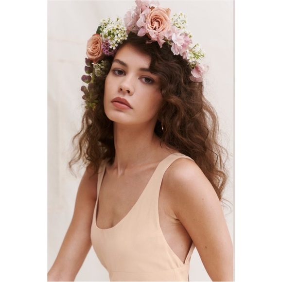 Reformation Dress Womens 12 Blush Champagne‎ Maxi Gown Romantic Bridesmaid NWT - Picture 2 of 16